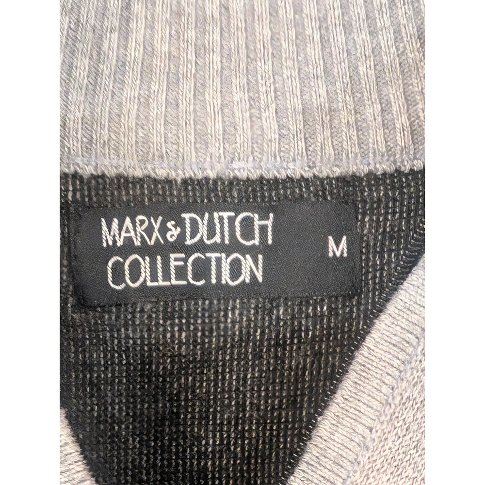 Men's Marx & Dutch Collection Striped 1/4‎ Zip Pullover Sweater Gray Medium - Picture 2 of 6